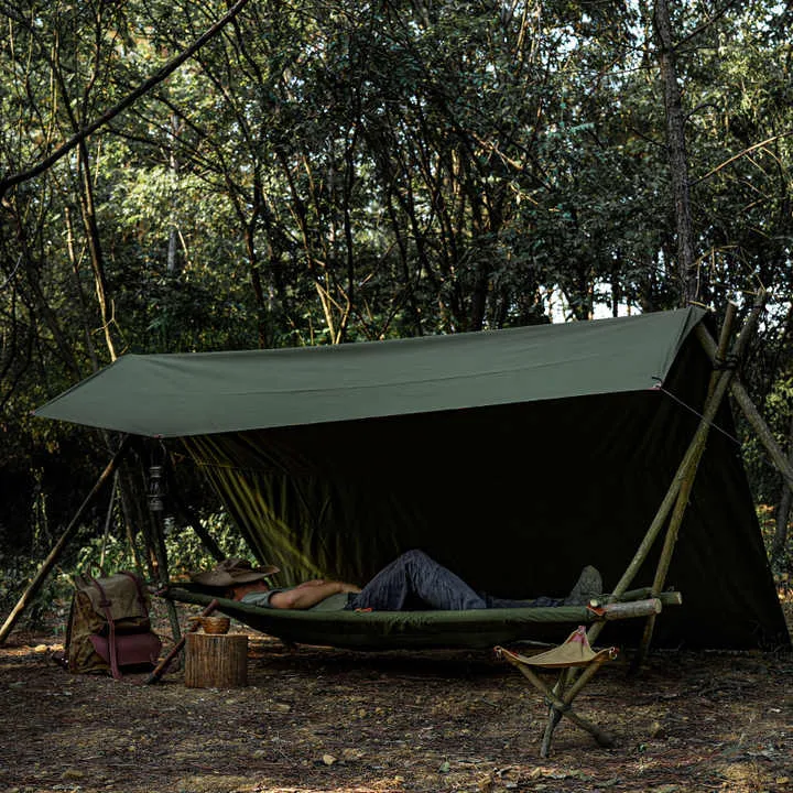 أرجوحة واحدة قابلة للطي من القطن TC خفيفة الوزن للتخييم الخفيف للغاية في الهواء الطلق -TC Cotton Single Folding Hammock Lightweight Ultralight Outdoor Camping