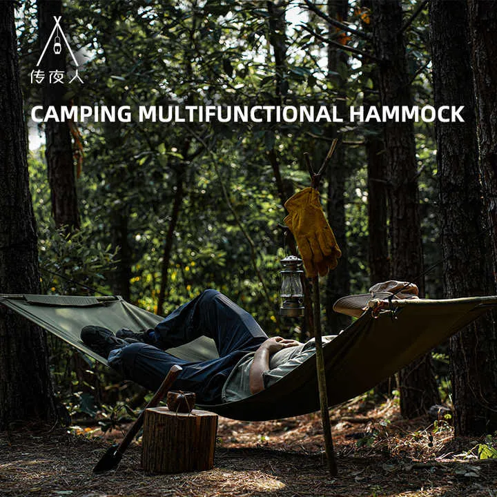 أرجوحة واحدة قابلة للطي من القطن TC خفيفة الوزن للتخييم الخفيف للغاية في الهواء الطلق -TC Cotton Single Folding Hammock Lightweight Ultralight Outdoor Camping