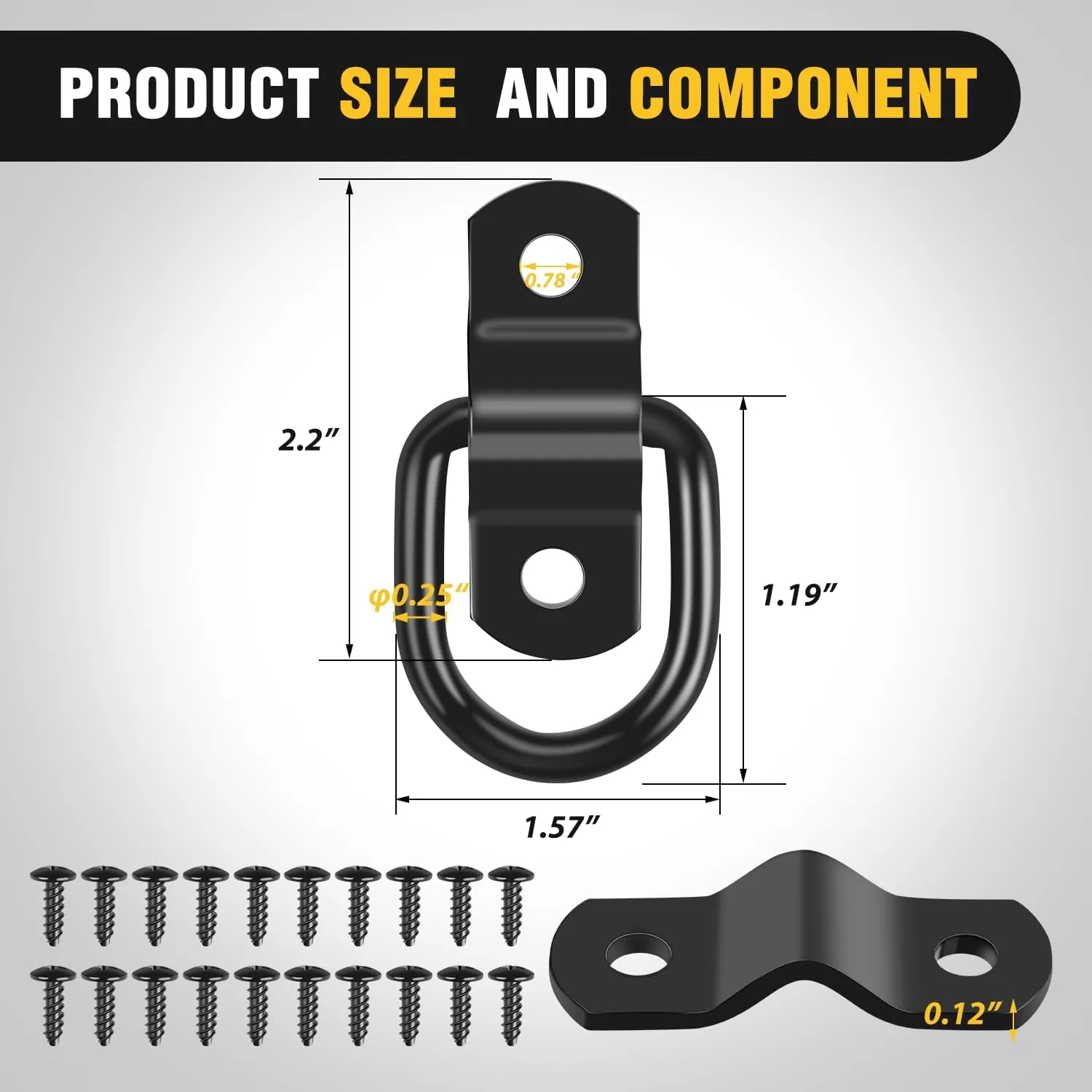 10 Pcs D-Ring Tie Down 1/4 Inch Stainless Steel