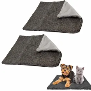 2 Pc Pet Thermal Mat Warming Bed Self Heating Pad Dog Cat Mat Soft Plush Rug 19"