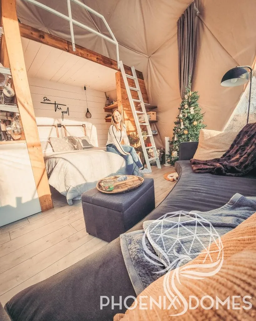 4-Season DELUXE Glamping Package Dome - 23'/7m - Phoenix Domes