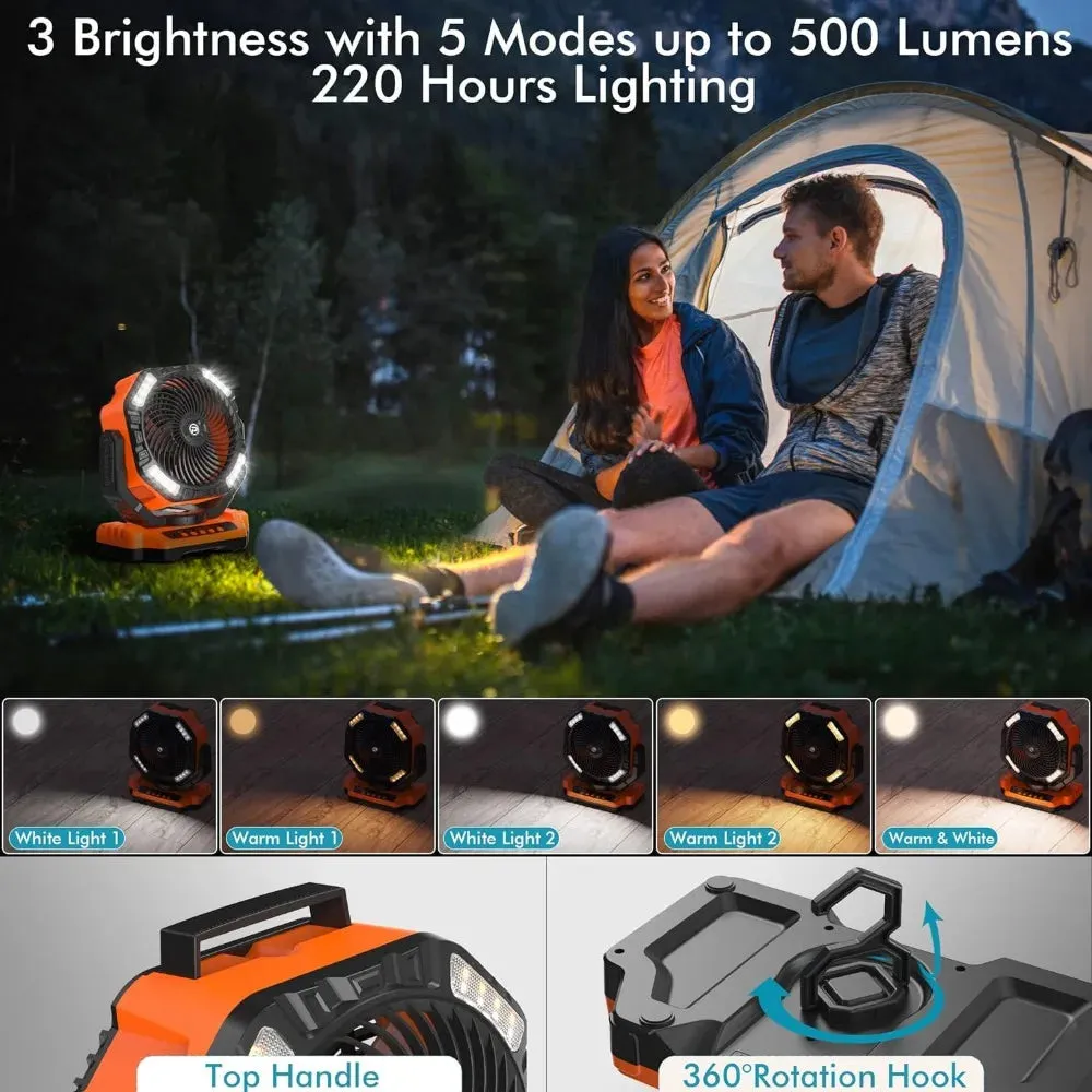 40000mAh Battery Operated Camping Fan, Rechargeable High Velocity Floor Fan, Auto Oscillation Remote Control Timer