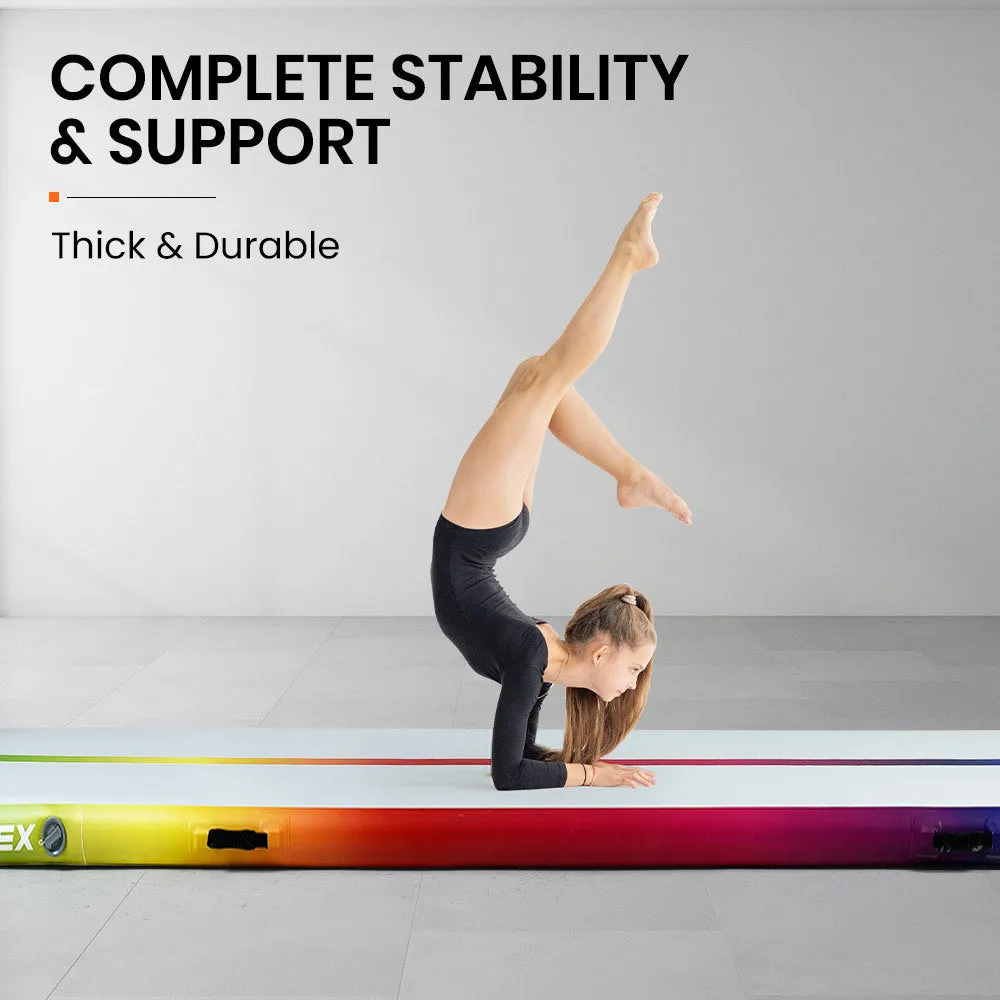 400x100x10cm Inflatable Air Track Mat | Tumbling Gymnastics | Multi-Coloured | with Electric Pump