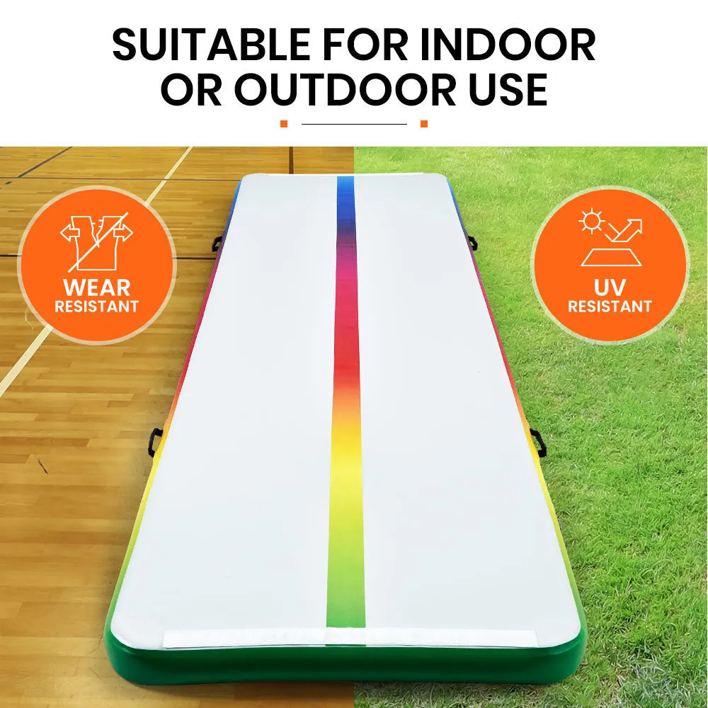 400x100x10cm Inflatable Air Track Mat | Tumbling Gymnastics | Multi-Coloured | with Electric Pump