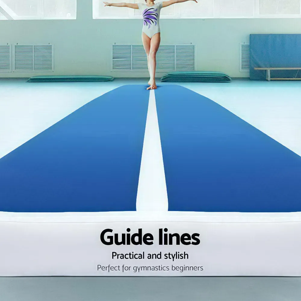 4m x 1m Inflatable Air Track Mat | 20cm Thick | Gymnastic Tumbling | Blue and White