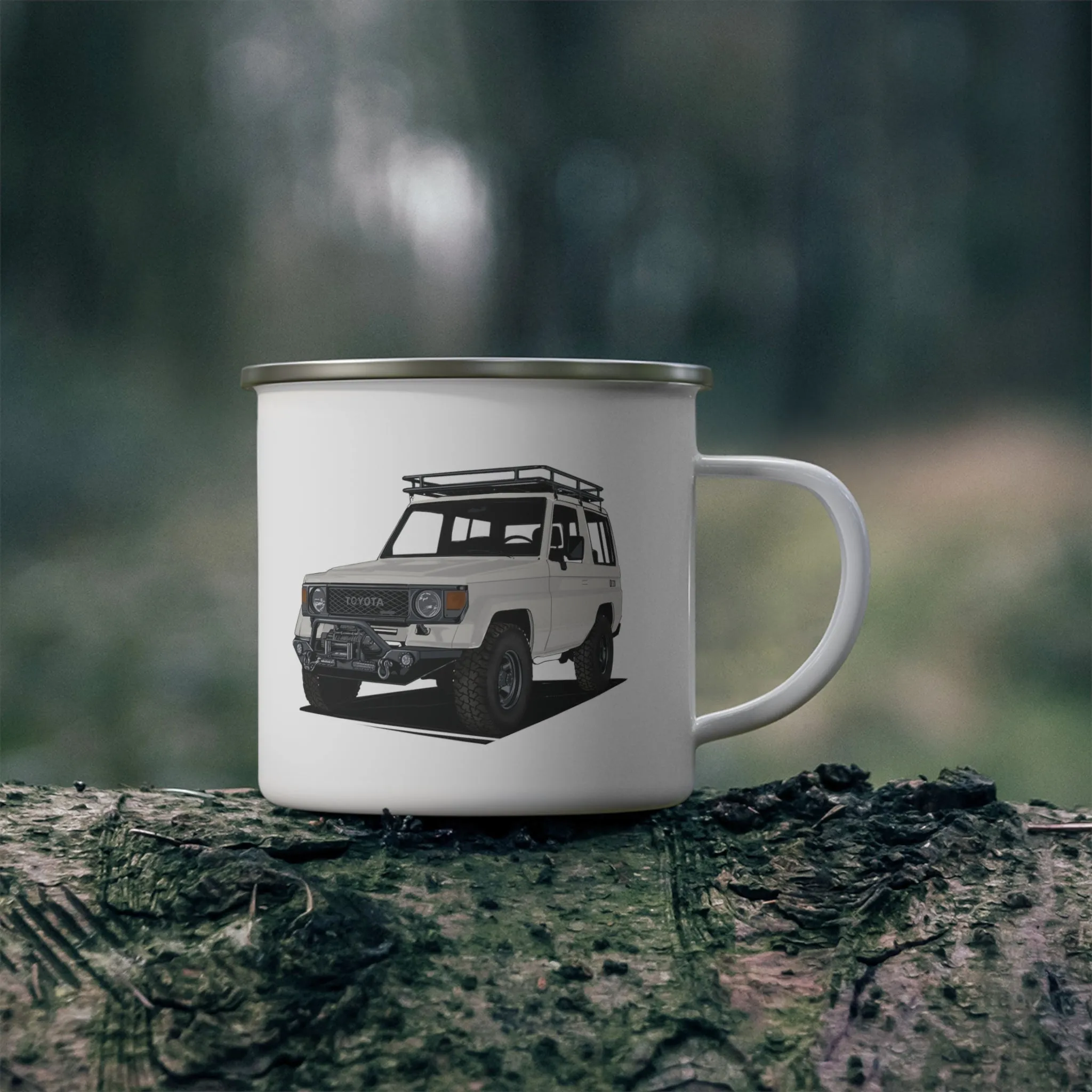 70 Series Land Cruiser Enamel Camping Mug - Reefmonkey Artist Prisma Denensi