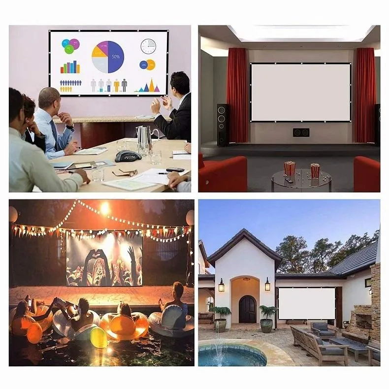 84 16 9 Folding Polyester Projector Film Curtain - 186x105cm Projection Area
