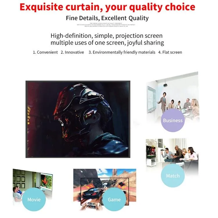 84 16 9 Folding Polyester Projector Film Curtain - 186x105cm Projection Area