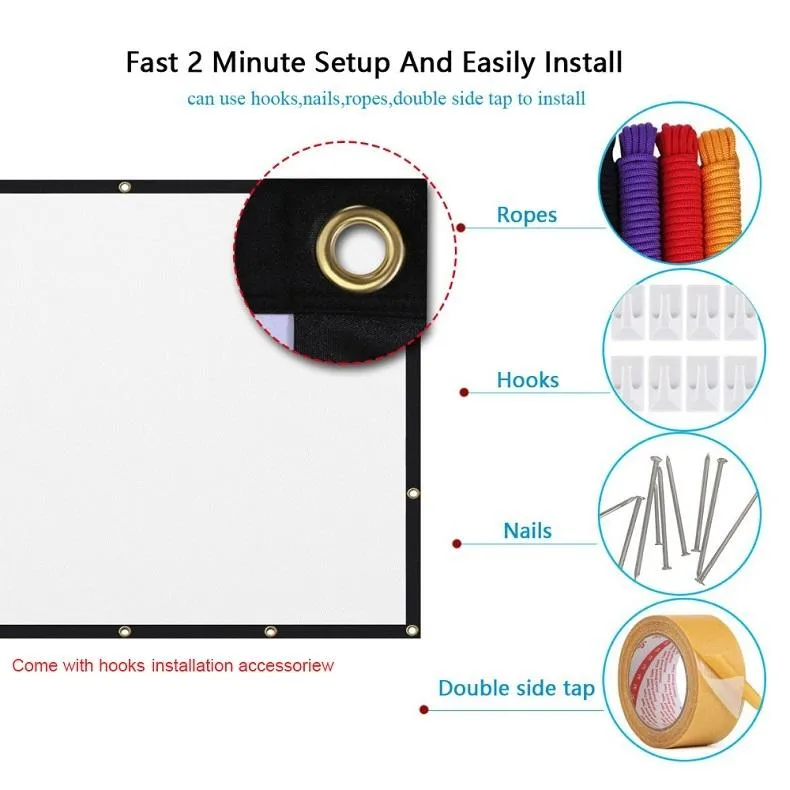 84 16 9 Folding Polyester Projector Film Curtain - 186x105cm Projection Area
