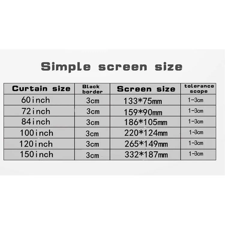 84 16 9 Folding Polyester Projector Film Curtain - 186x105cm Projection Area