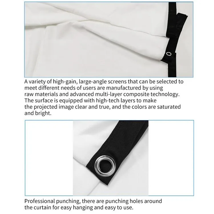 84 16 9 Folding Polyester Projector Film Curtain - 186x105cm Projection Area