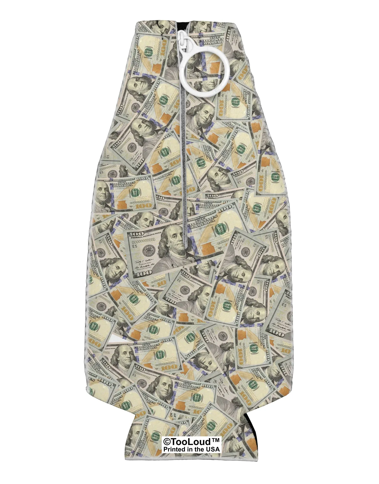 Benjamins Collapsible Neoprene Bottle Insulator All Over Print by TooLoud