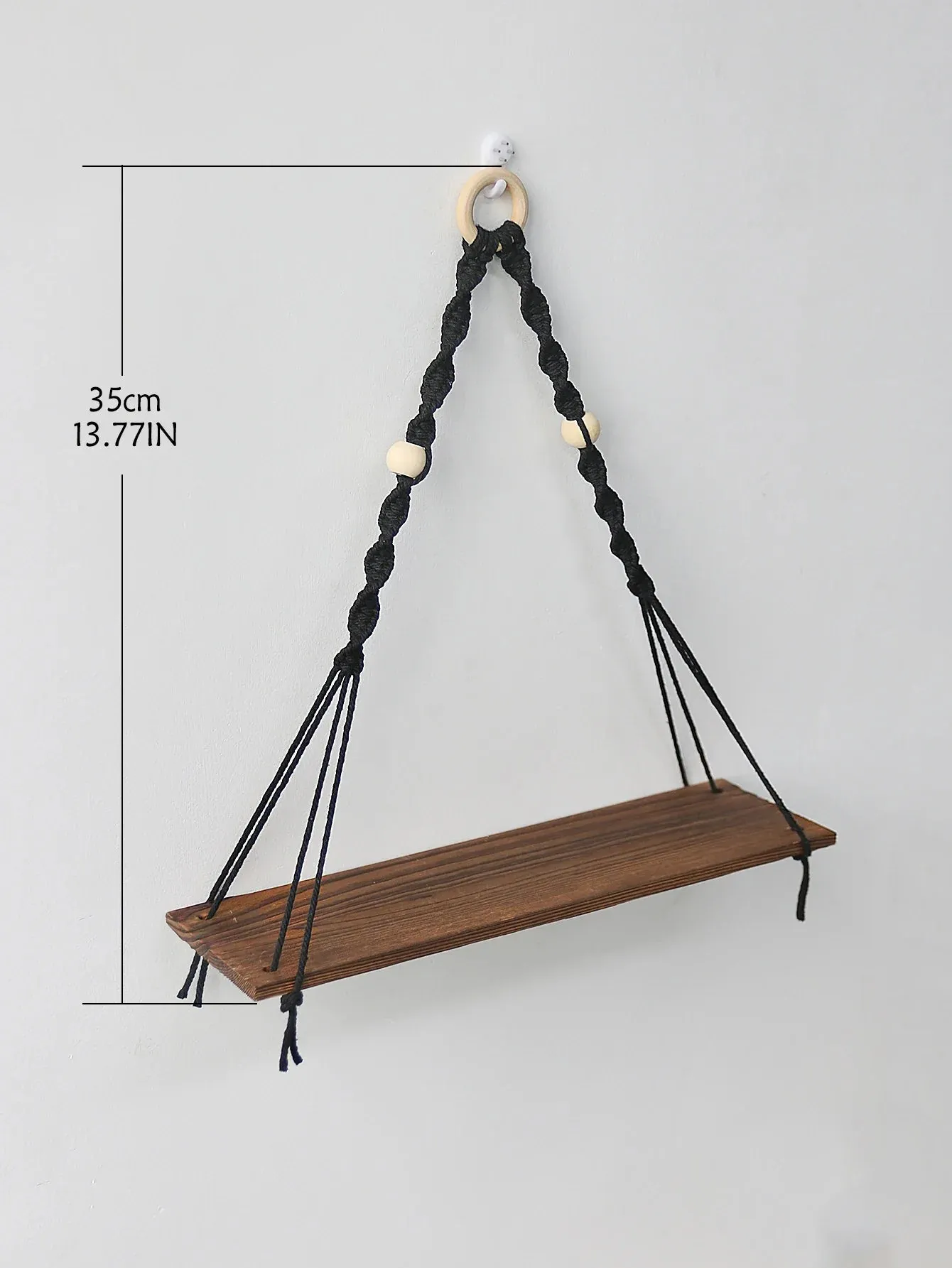 Boho Wood Wall Shelf for Home Decor and Plant Display