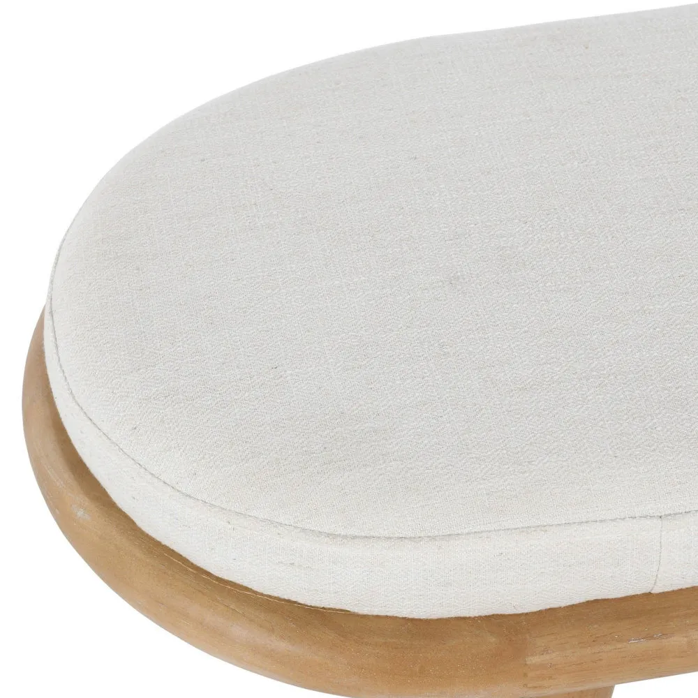 Eli 60 Inch Modern Rounded Bench, Polyester, Splayed Legs, Brown, White By Casagear Home