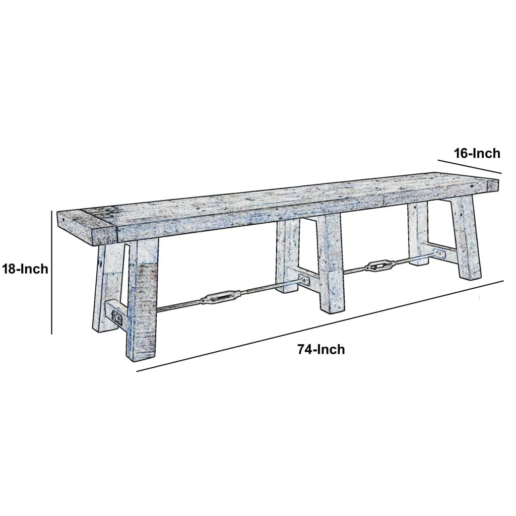 Handcrafted Reclaimed Wood Dining Bench with Grains, Distressed Gray - BM203606 By Casagear Home