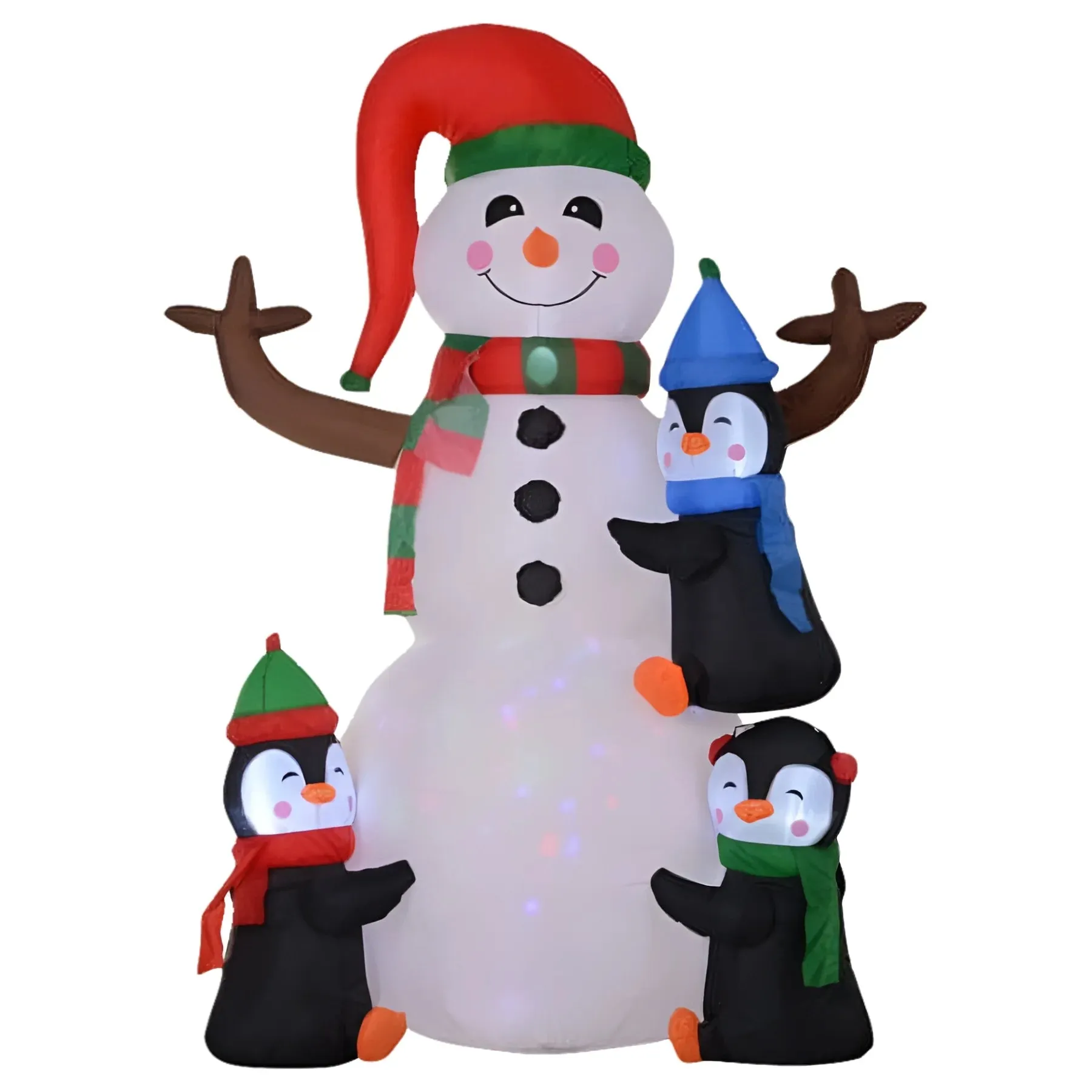 Homcom 6' Christmas Holiday Yard Inflatable Outdoor, Light Up Led Xmas Decoration, 3 Penguins Building Snowman