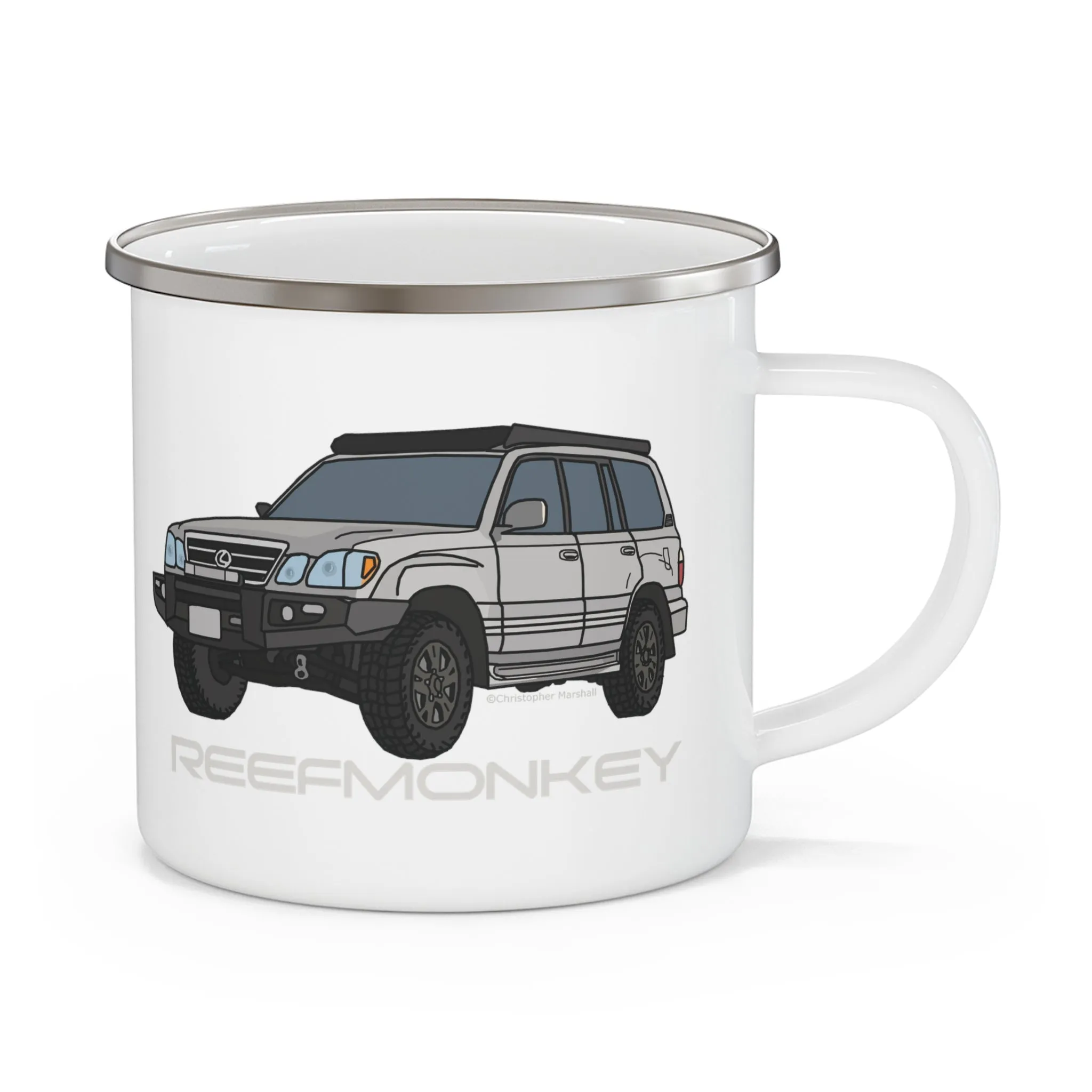 LX470 Lexus Enamel Camping Mug - Reefmonkey Artist Chris Marshall