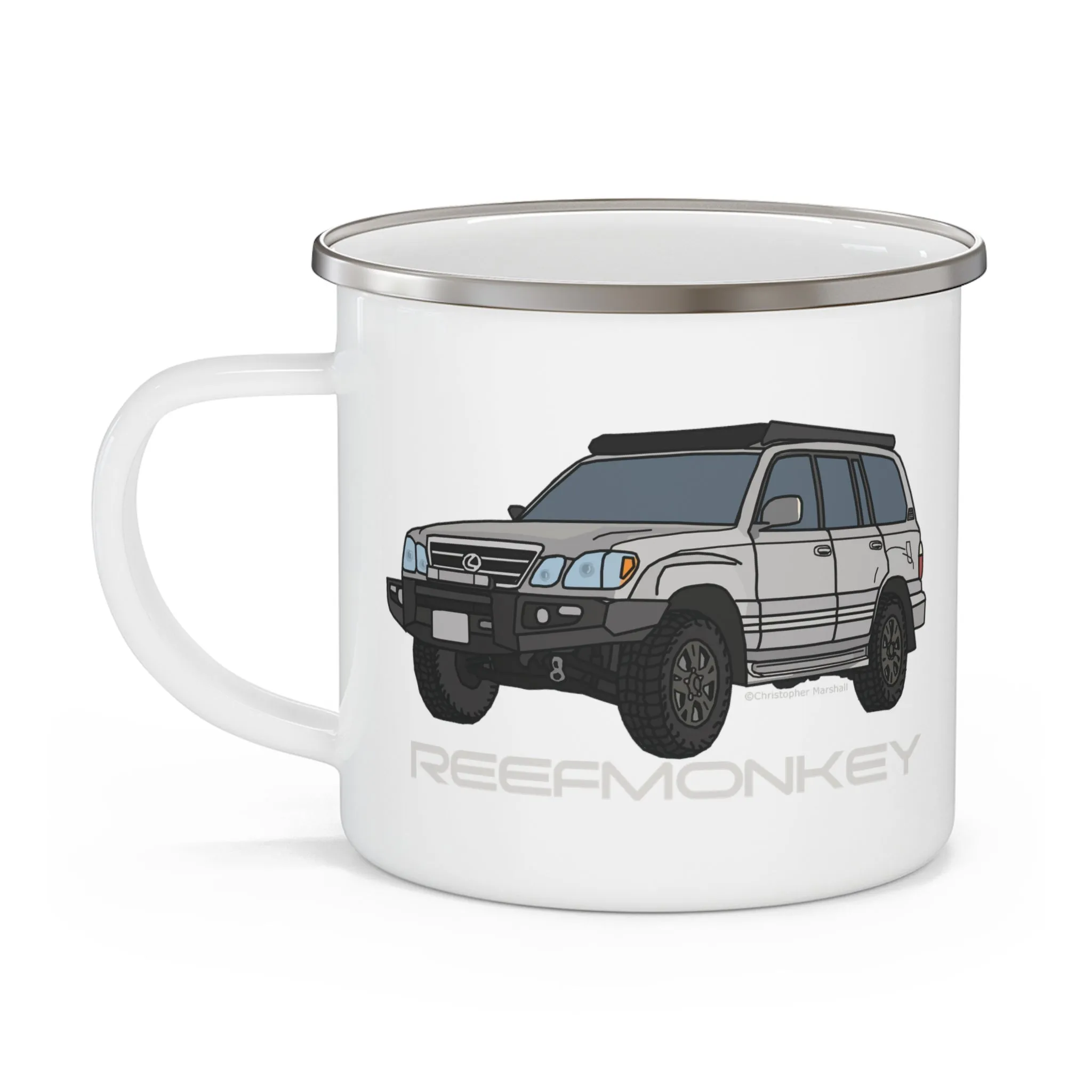LX470 Lexus Enamel Camping Mug - Reefmonkey Artist Chris Marshall