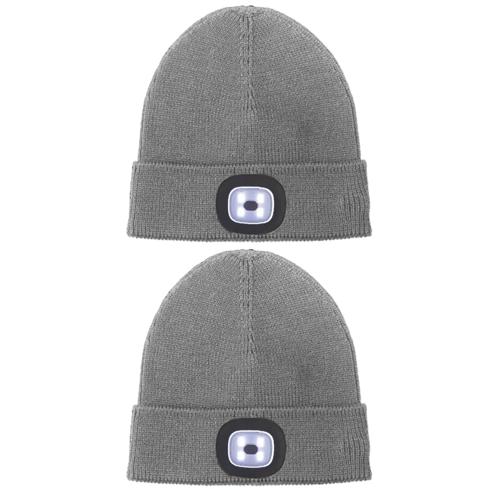 New LED Flashlight Style Hat Winter Warm Free Knitted Beanie Camping Running Cap