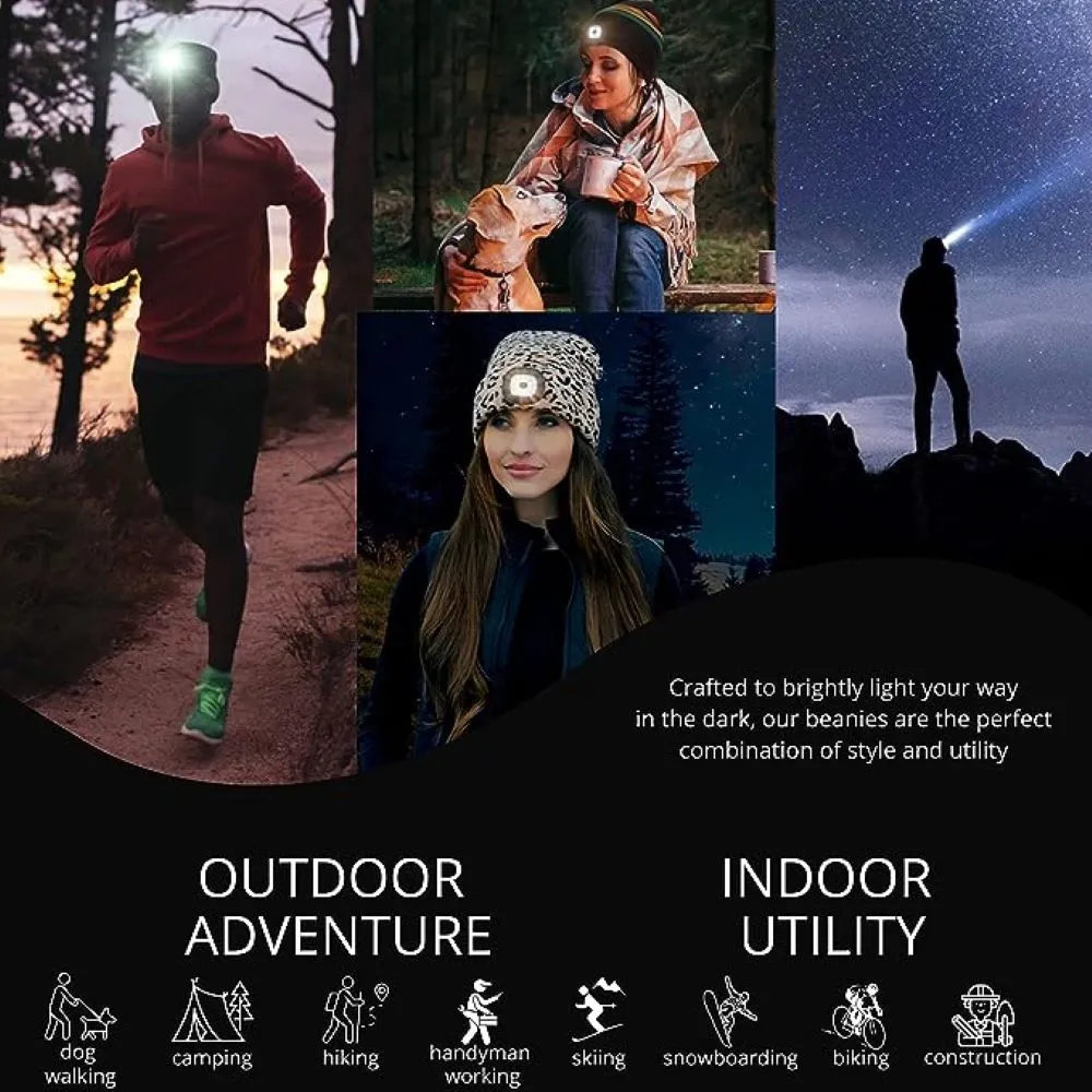 Night Scope Rechargeable Led Beanie In Black