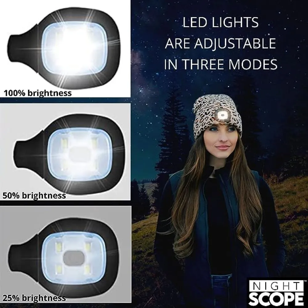 Night Scope Rechargeable Led Beanie In Black