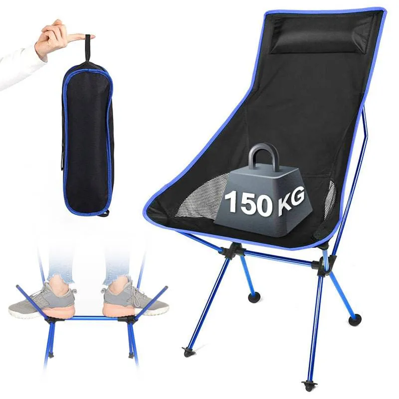 Portable Folding Chair Outdoor Camping Travel Fishing Chair 150kg MaxLoad BBQ
