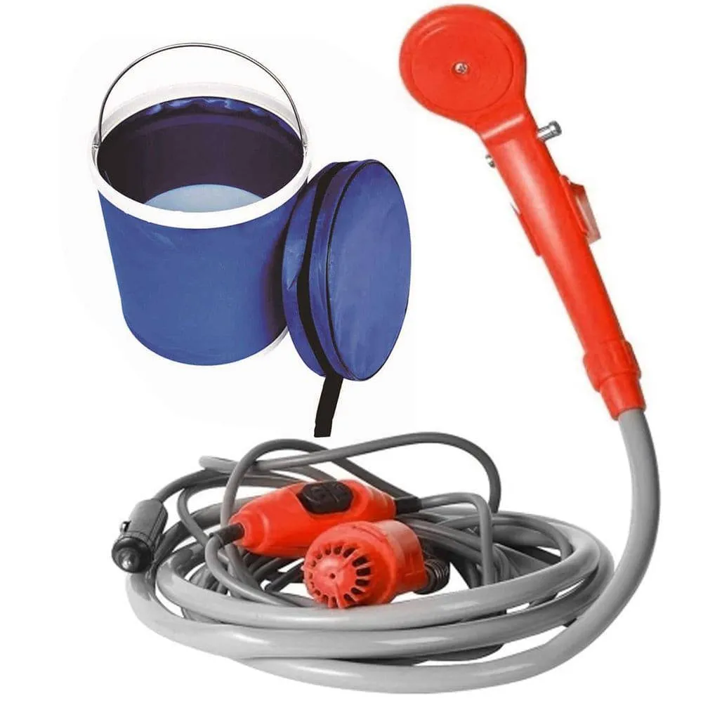 TheWellBeing Portable Outdoor Camping Travel Bath Shower with Cigarette Lighter Car Washing