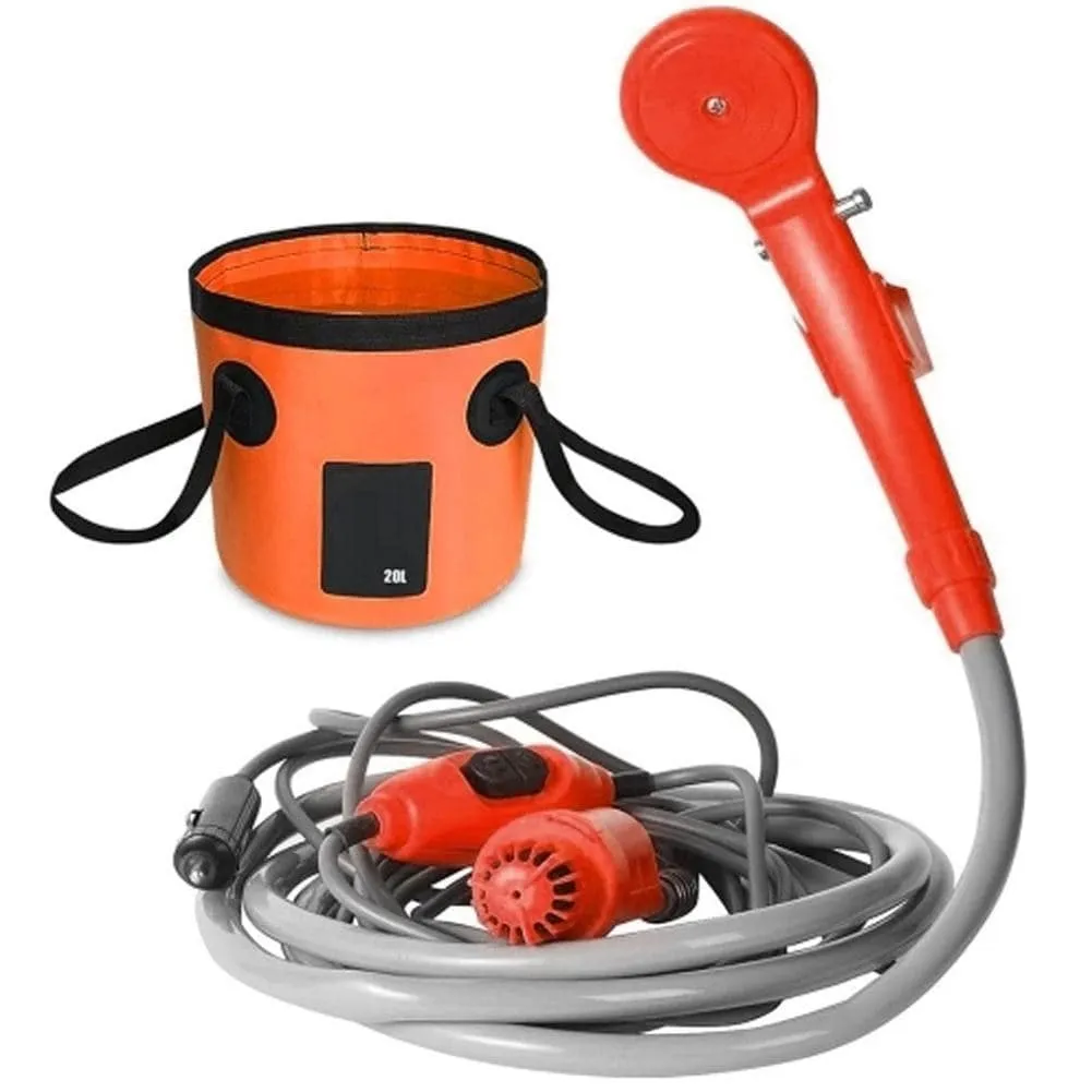 TheWellBeing Portable Outdoor Camping Travel Bath Shower with Cigarette Lighter Car Washing