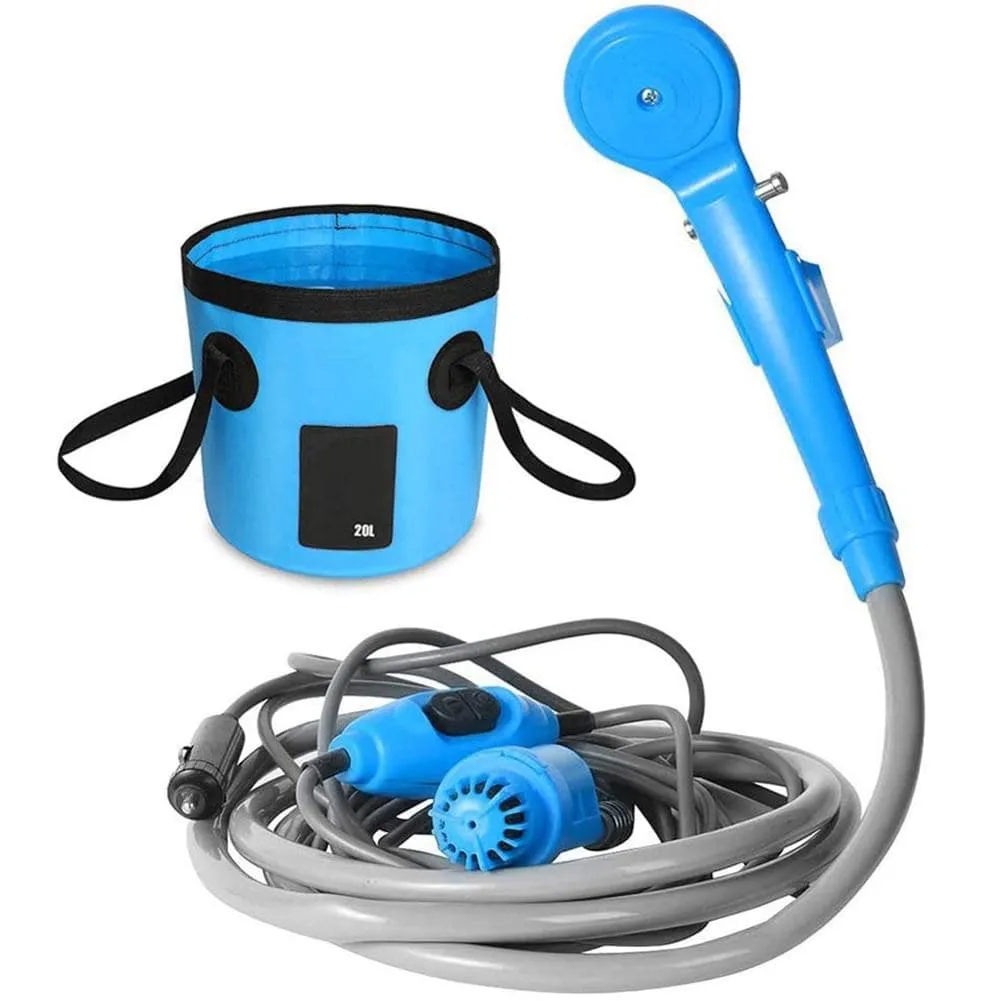 TheWellBeing Portable Outdoor Camping Travel Bath Shower with Cigarette Lighter Car Washing