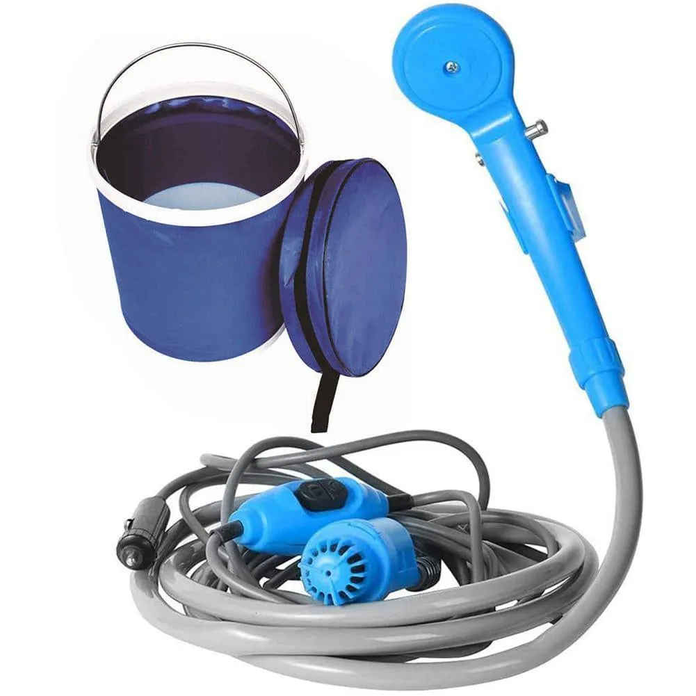 TheWellBeing Portable Outdoor Camping Travel Bath Shower with Cigarette Lighter Car Washing
