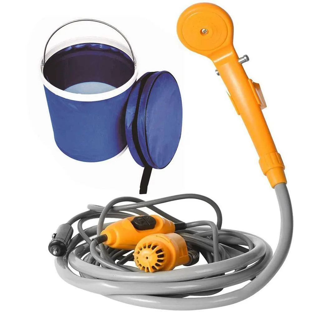 TheWellBeing Portable Outdoor Camping Travel Bath Shower with Cigarette Lighter Car Washing