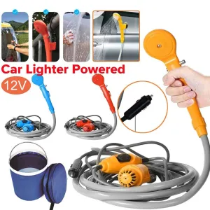 TheWellBeing Portable Outdoor Camping Travel Bath Shower with Cigarette Lighter Car Washing