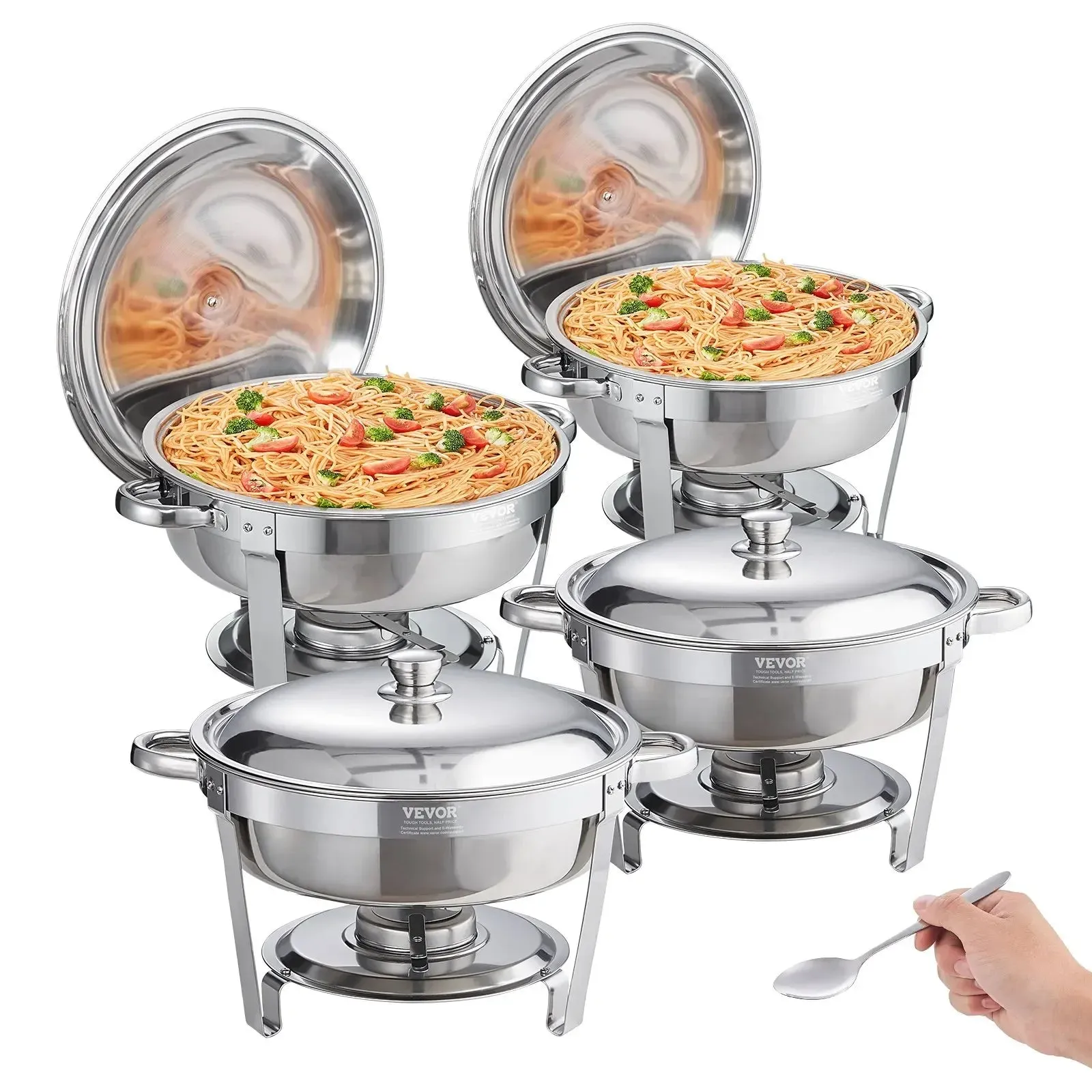 VEVOR 6 QT 4-Pack Round Chaffing Dish buffet set