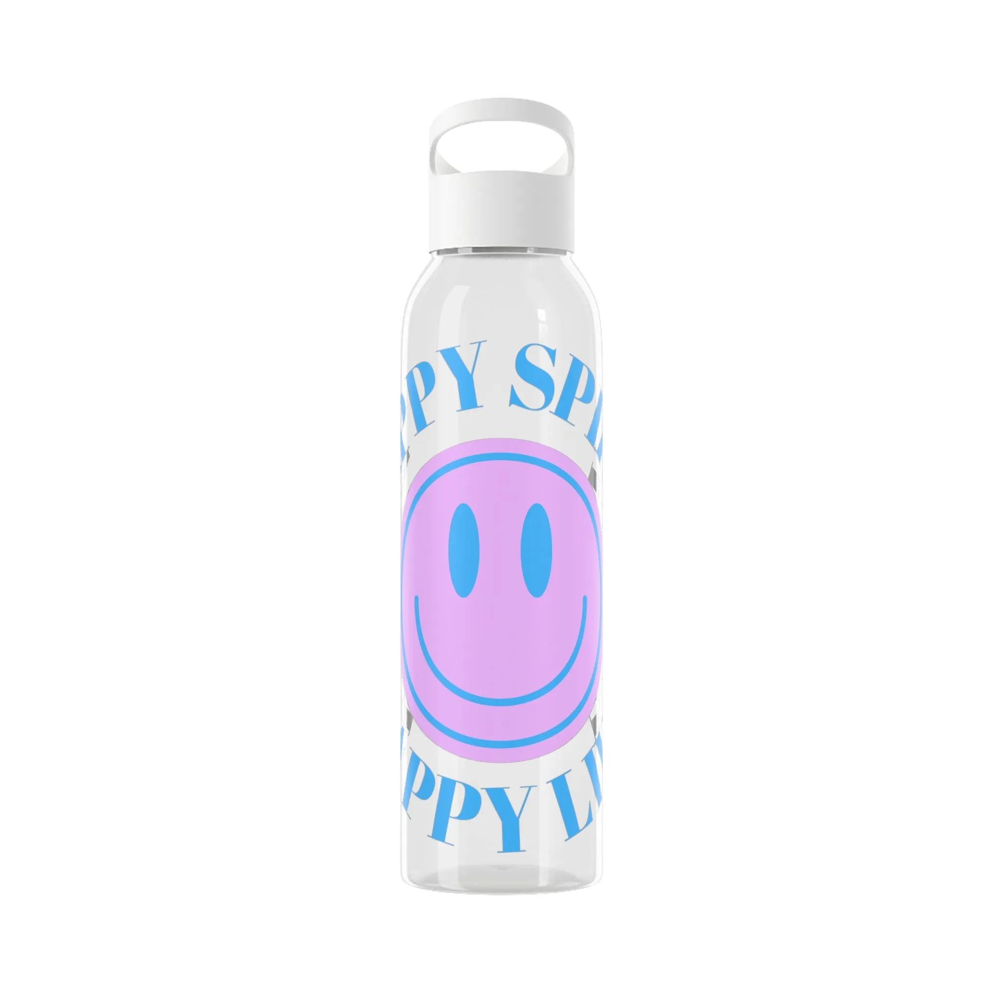 Water Bottle Happy Spirit Happy Life, Aesthetic Pink, Smile Face, Trendy Tumblr Bottle, Tritan Purple Happy Mind Tumbler, BPA Free Bottle