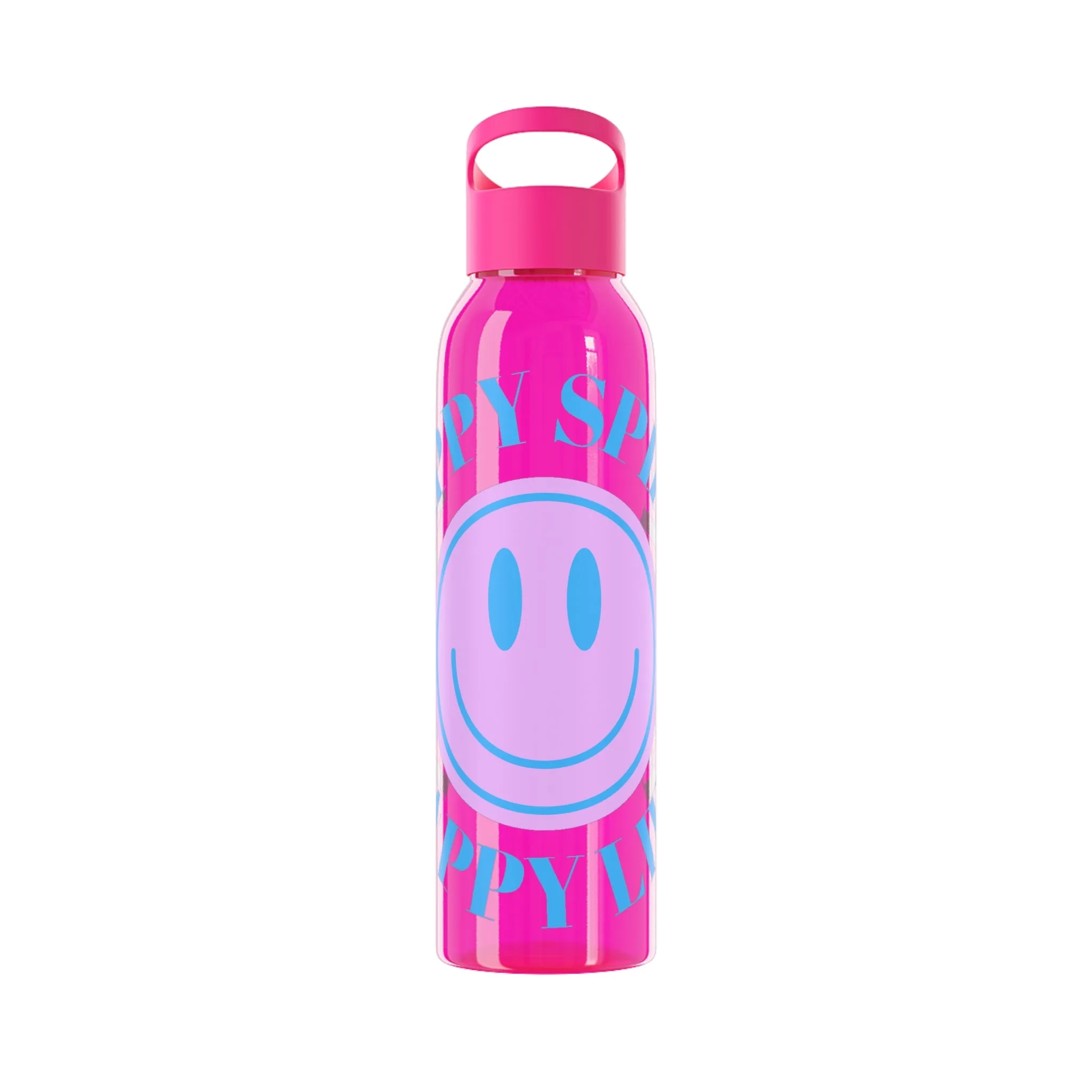 Water Bottle Happy Spirit Happy Life, Aesthetic Pink, Smile Face, Trendy Tumblr Bottle, Tritan Purple Happy Mind Tumbler, BPA Free Bottle